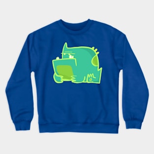 Mint and Turquoise Dinosaur: Vibrant Art Print Crewneck Sweatshirt